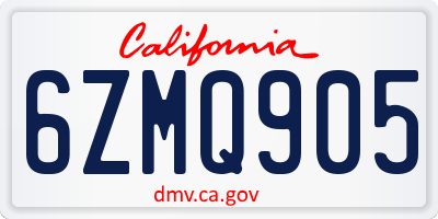 CA license plate 6ZMQ905
