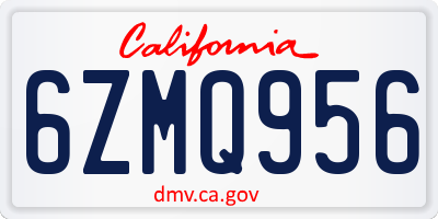 CA license plate 6ZMQ956