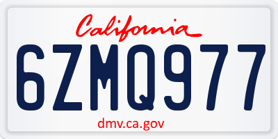 CA license plate 6ZMQ977
