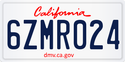 CA license plate 6ZMR024