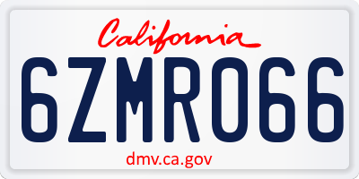 CA license plate 6ZMR066