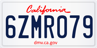 CA license plate 6ZMR079