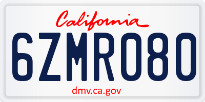 CA license plate 6ZMR080