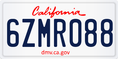 CA license plate 6ZMR088