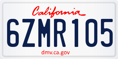 CA license plate 6ZMR105