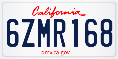 CA license plate 6ZMR168