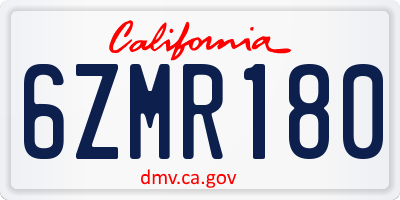CA license plate 6ZMR180