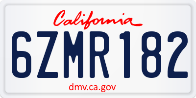 CA license plate 6ZMR182