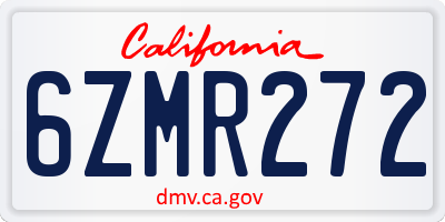 CA license plate 6ZMR272