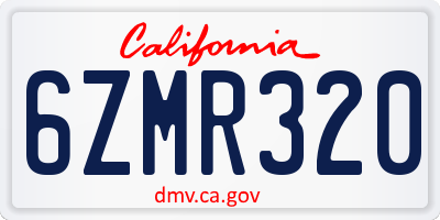 CA license plate 6ZMR320