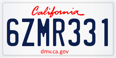 CA license plate 6ZMR331