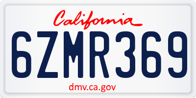 CA license plate 6ZMR369
