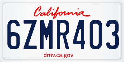 CA license plate 6ZMR403