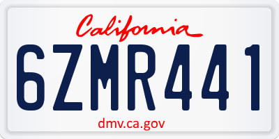 CA license plate 6ZMR441