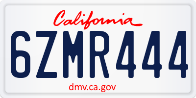 CA license plate 6ZMR444