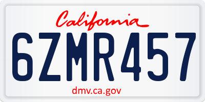 CA license plate 6ZMR457