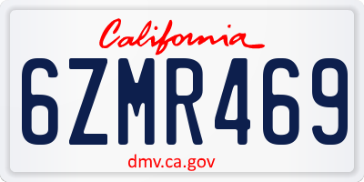 CA license plate 6ZMR469