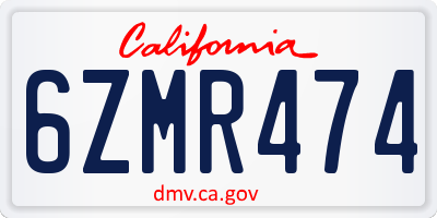 CA license plate 6ZMR474