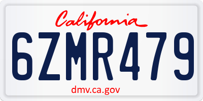 CA license plate 6ZMR479