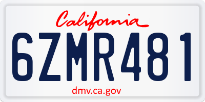 CA license plate 6ZMR481