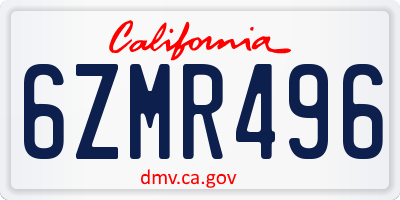 CA license plate 6ZMR496