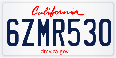 CA license plate 6ZMR530