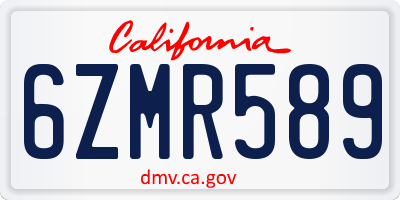 CA license plate 6ZMR589