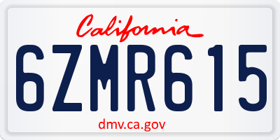 CA license plate 6ZMR615