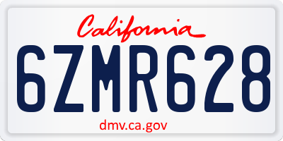 CA license plate 6ZMR628