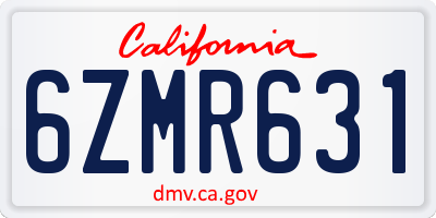 CA license plate 6ZMR631
