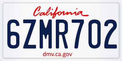 CA license plate 6ZMR702