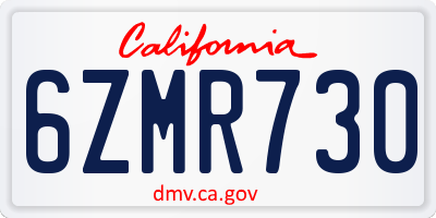 CA license plate 6ZMR730