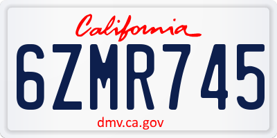 CA license plate 6ZMR745