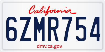 CA license plate 6ZMR754