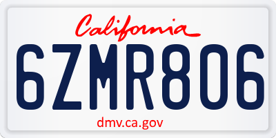 CA license plate 6ZMR806