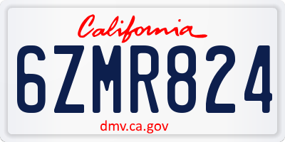 CA license plate 6ZMR824