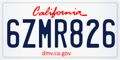 CA license plate 6ZMR826