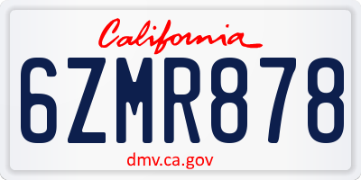 CA license plate 6ZMR878