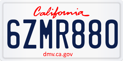 CA license plate 6ZMR880