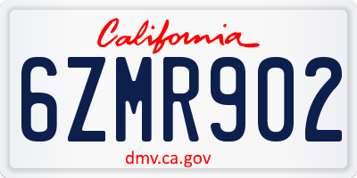 CA license plate 6ZMR902