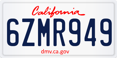 CA license plate 6ZMR949