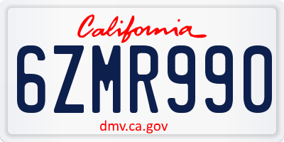 CA license plate 6ZMR990