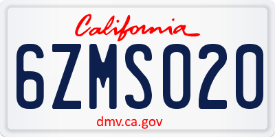 CA license plate 6ZMS020