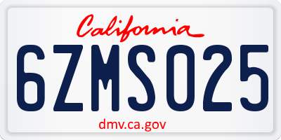 CA license plate 6ZMS025