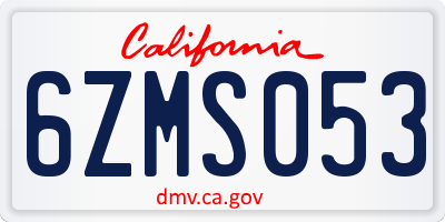 CA license plate 6ZMS053