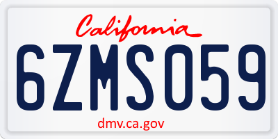 CA license plate 6ZMS059