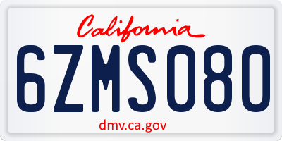 CA license plate 6ZMS080