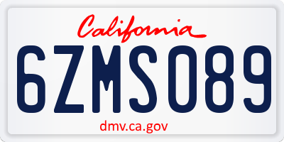CA license plate 6ZMS089
