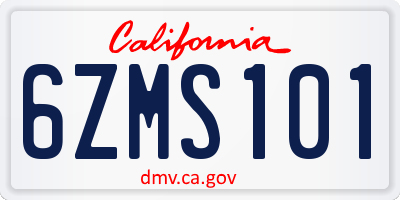 CA license plate 6ZMS101