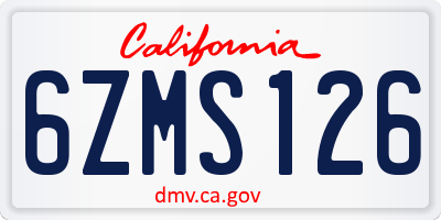 CA license plate 6ZMS126